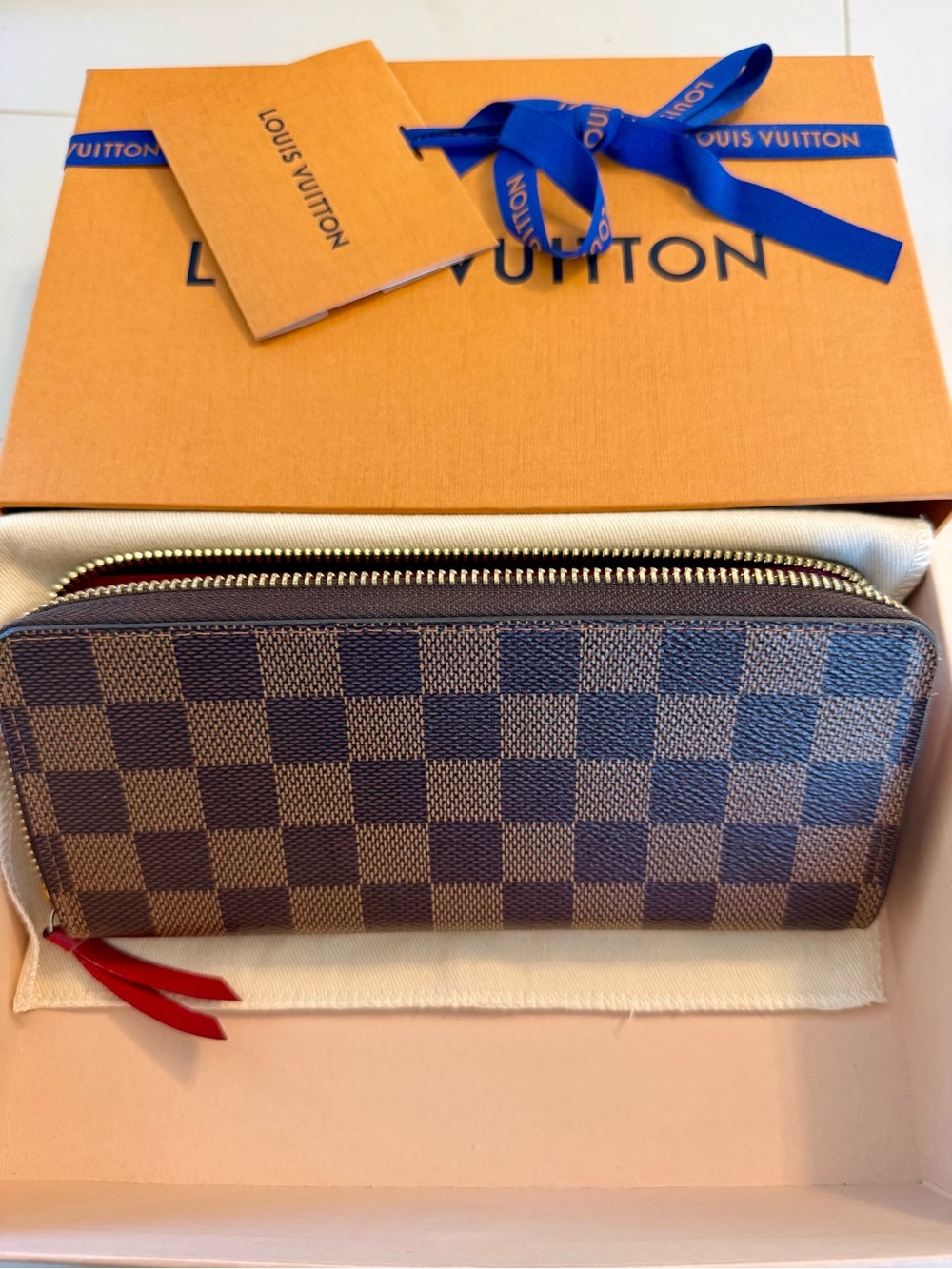 Louis Vuitton Clémence Wallet Damier Ebene Red Interior + Full Packaging - Picture 2 of 14